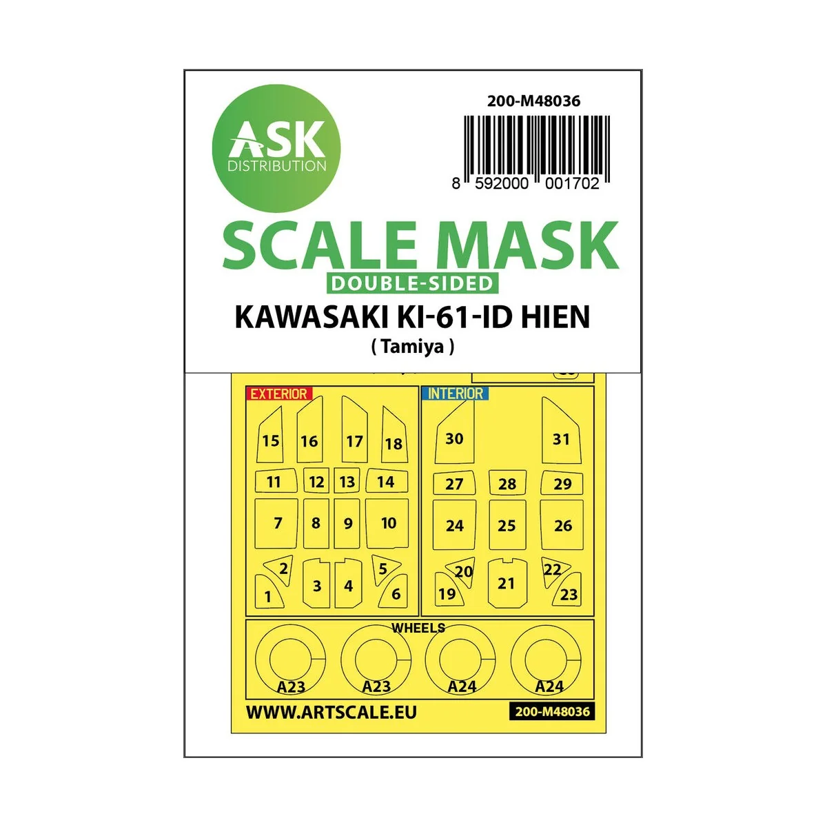 Kawasaki Ki-61-ID Hien double-sided painting mask for Tamiya - Art ...