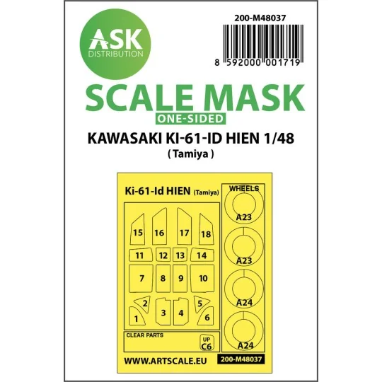 Kawasaki Ki-61-ID Hien one-sided painting mask for Tamiya - Art Sca...