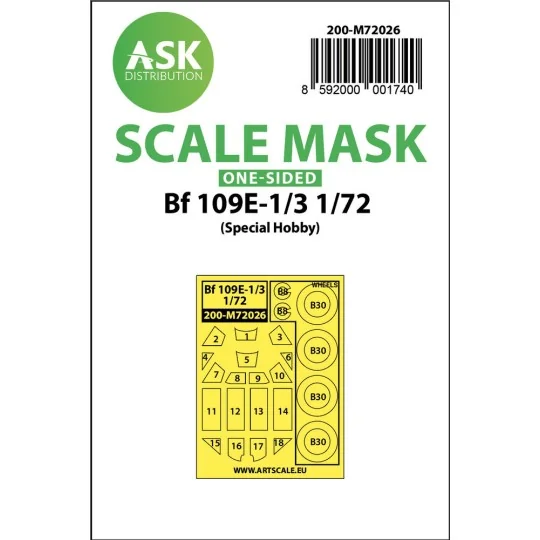 Bf 109E-1/E-3 one-sided painting mask for Special Hobby - Art Scale...