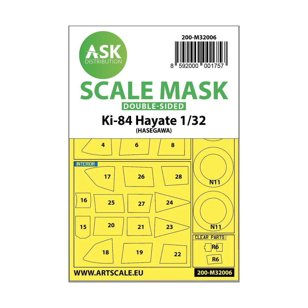 Nakajima Ki-84 Hayate double-sided express mask for Hasegawa, 1/32 ...