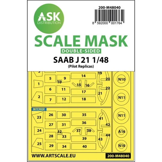 SAAB J21 double-sided painting mask for Pilot Replicas, 1/48 - Art ...