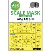 SAAB J21 double-sided painting mask for Pilot Replicas - Art Scale ...