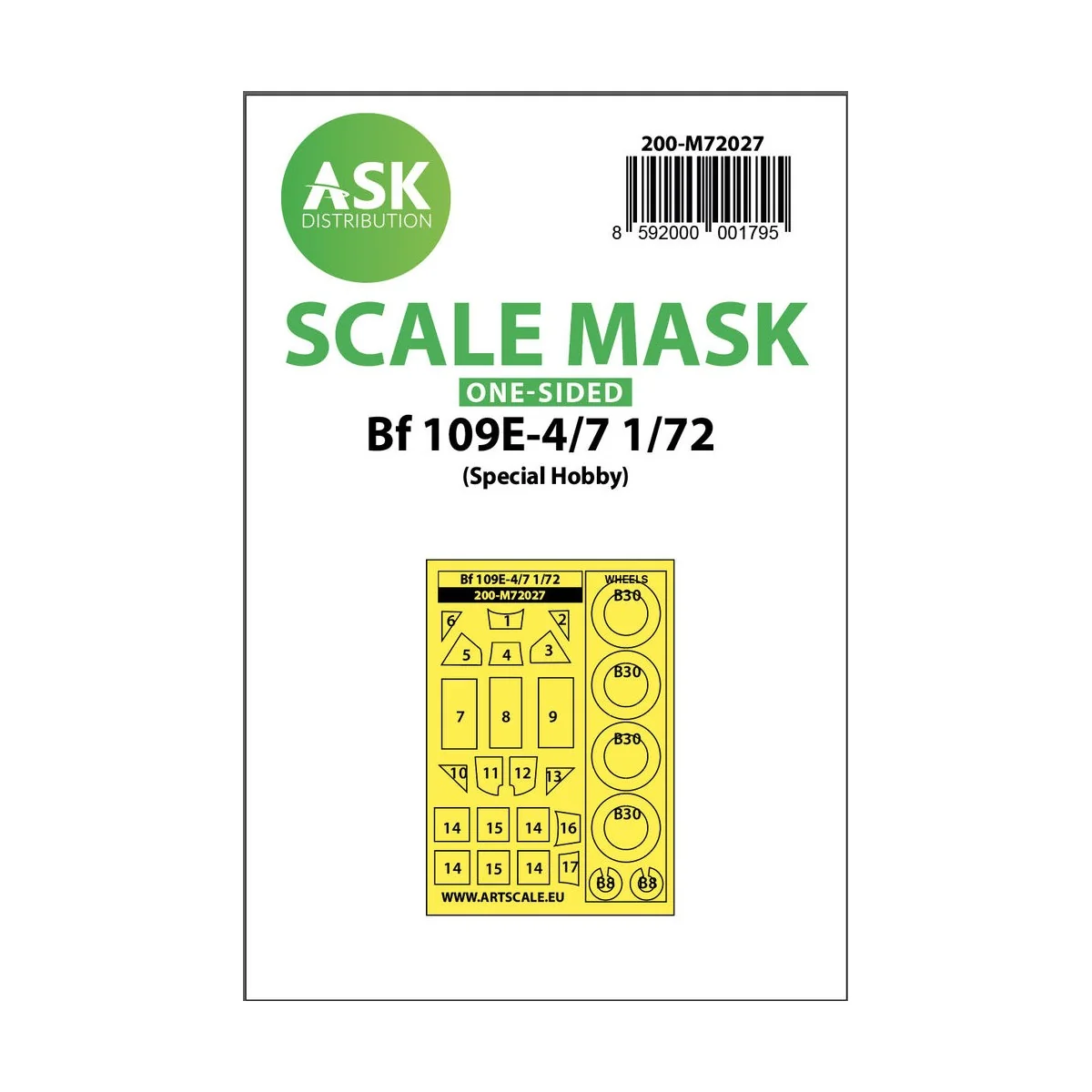 Bf 109E-4/7 one-sided painting mask for Special Hobby - Art Scale K...