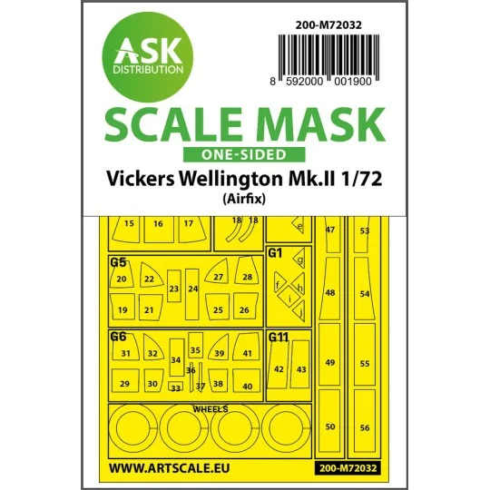 Vickers Wellington Mk.II one-sided painting mask for Airfix - Art S...