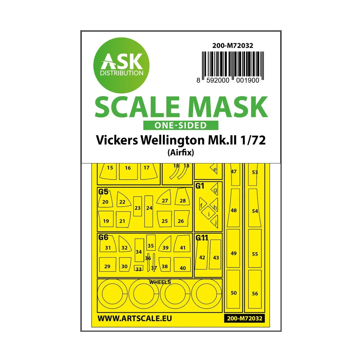 Vickers Wellington Mk.II one-sided painting mask for Airfix, 1/72 -...