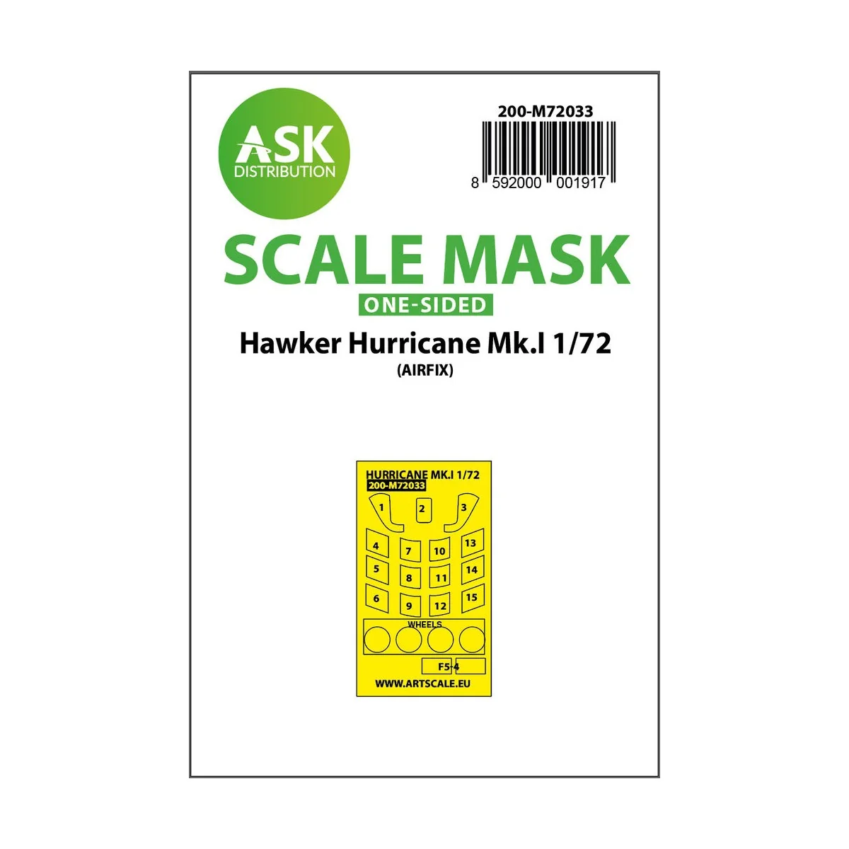 Hawker Hurricane Mk.I one-sided painting mask for Airfix - Art Scal...