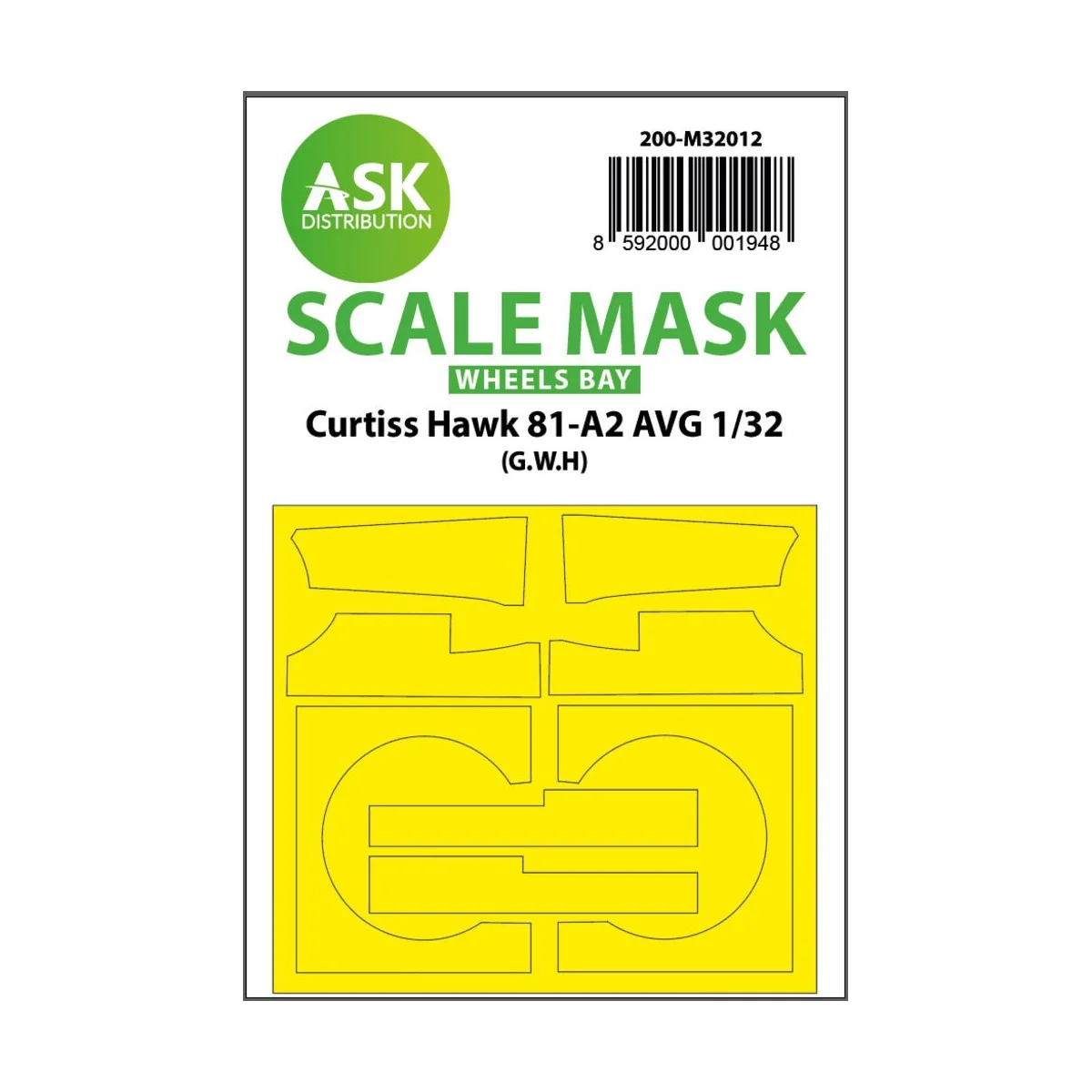 Curtiss Hawk 81-A2 AVG wheels bay masks for Great Wall Hobby, 1/32 ...