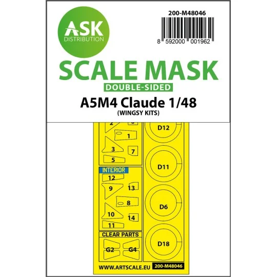 A5M4 Claude double-sided painting mask for Wingsy, 1/48 - Art Scale...