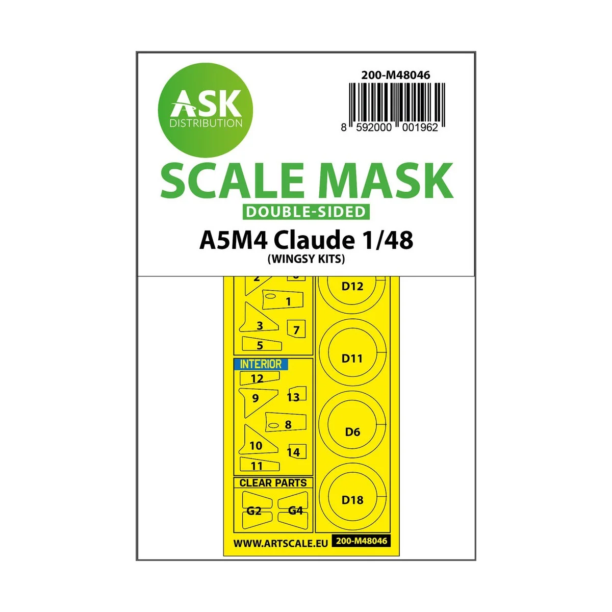 A5M4 Claude double-sided painting mask for Wingsy, 1/48 - Art Scale...