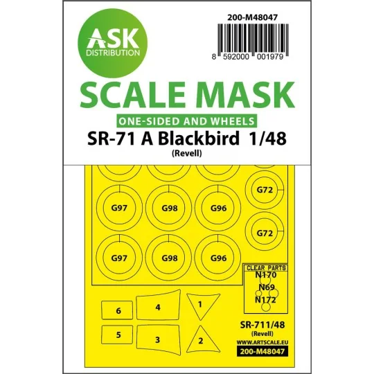 SR-71 A Blackbird one-sided mask for Revell - Art Scale Kit 200-M48047
