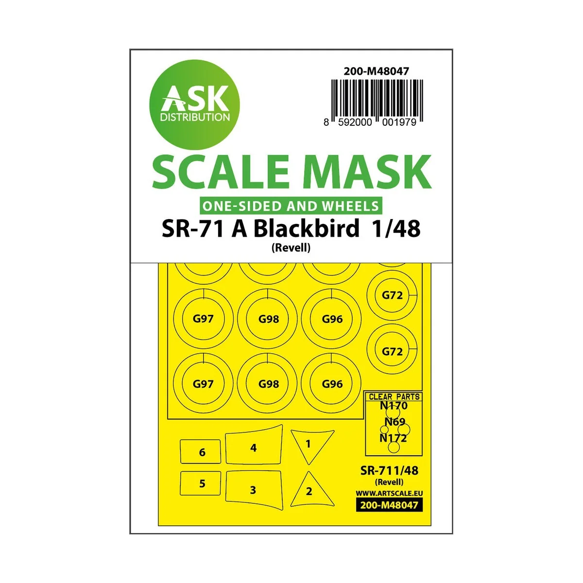 SR-71 A Blackbird one-sided mask for Revell, 1/48 - Art Scale Kit 2...