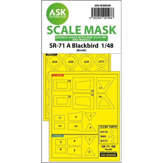 SR-71 A Blackbird double-sided incl red lines mask for Revell, 1/48...