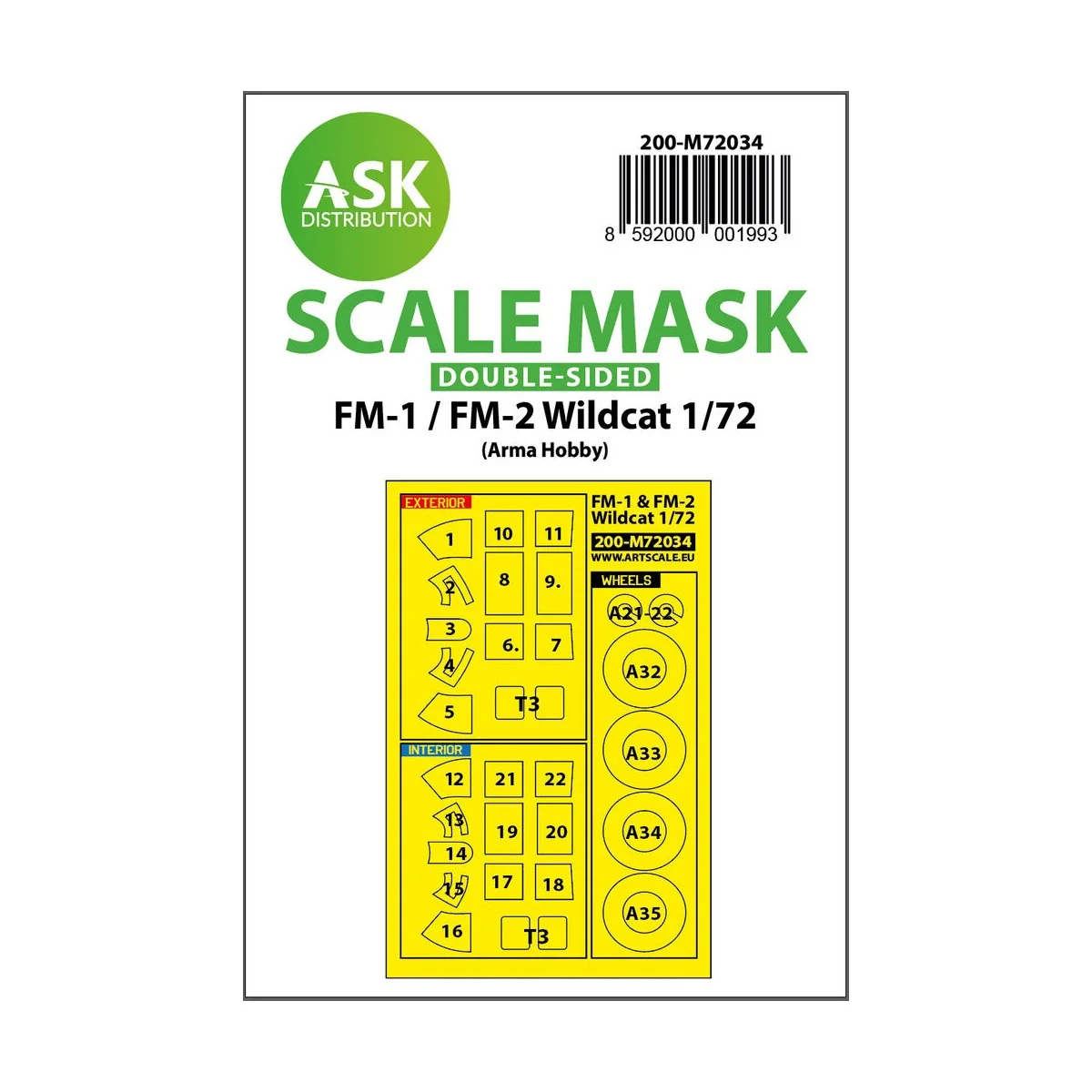 FM-1 / FM-2 Wildcat double-sided painting mask for Arma Hobby, 1/72...