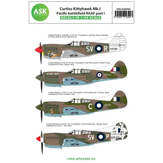 Curtiss Kittyhawk Mk.I Pacific battlefield RAAF part I, 1/48 - Art ...
