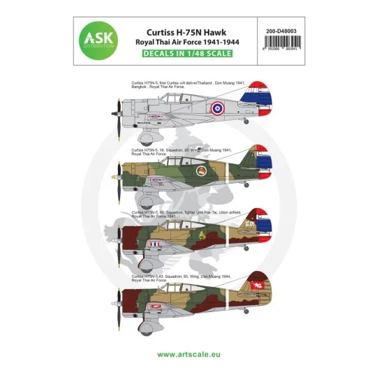 Curtiss H-75N Royal Thai Air Force service 1941-1944 - Art Scale Ki...