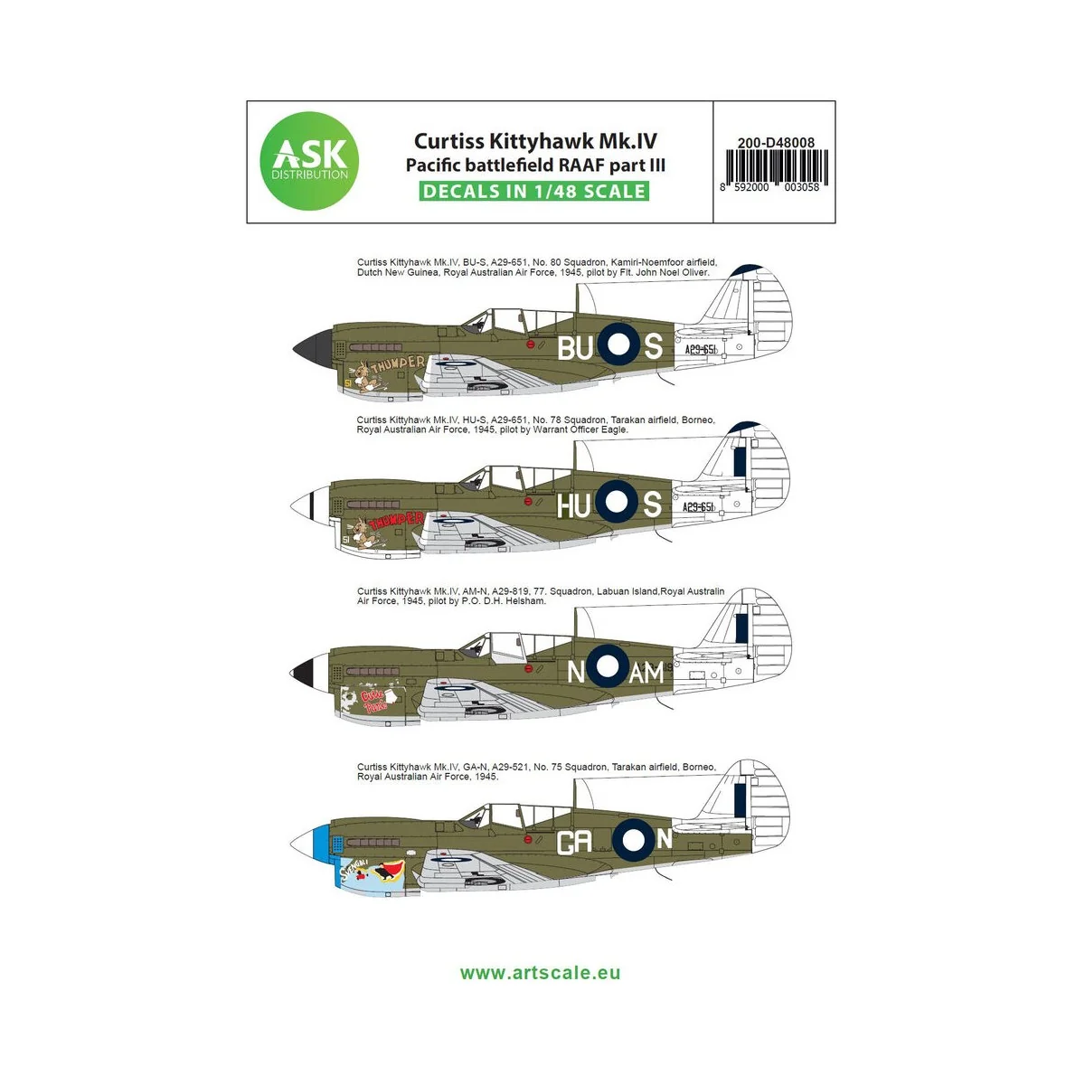 Curtiss Kittyhawk Mk.IV Pacific battlefield RAAF part III - Art Sca...