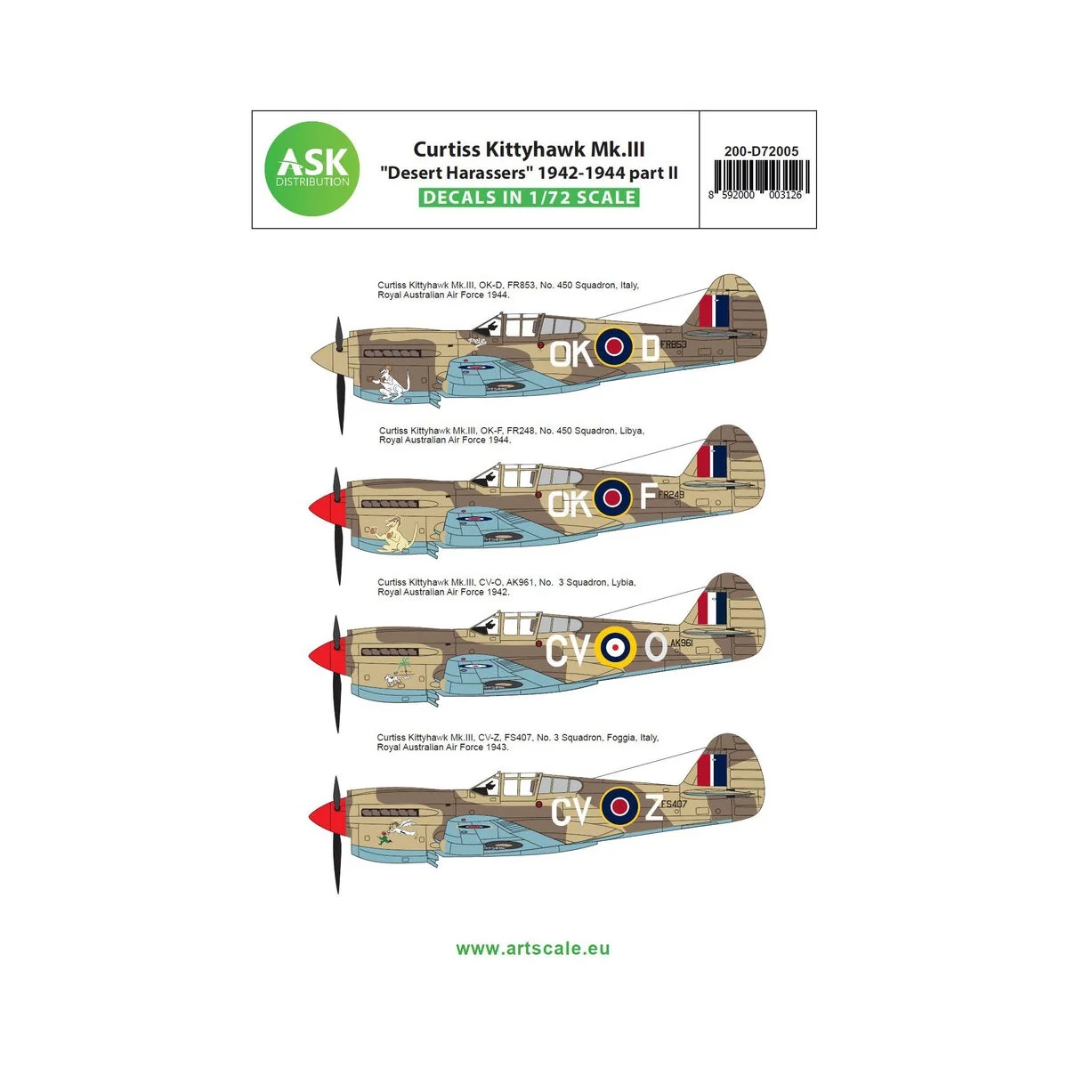 Curtiss Kittyhawk Mk.III Desert Harassers North Africa / Italy 1942...