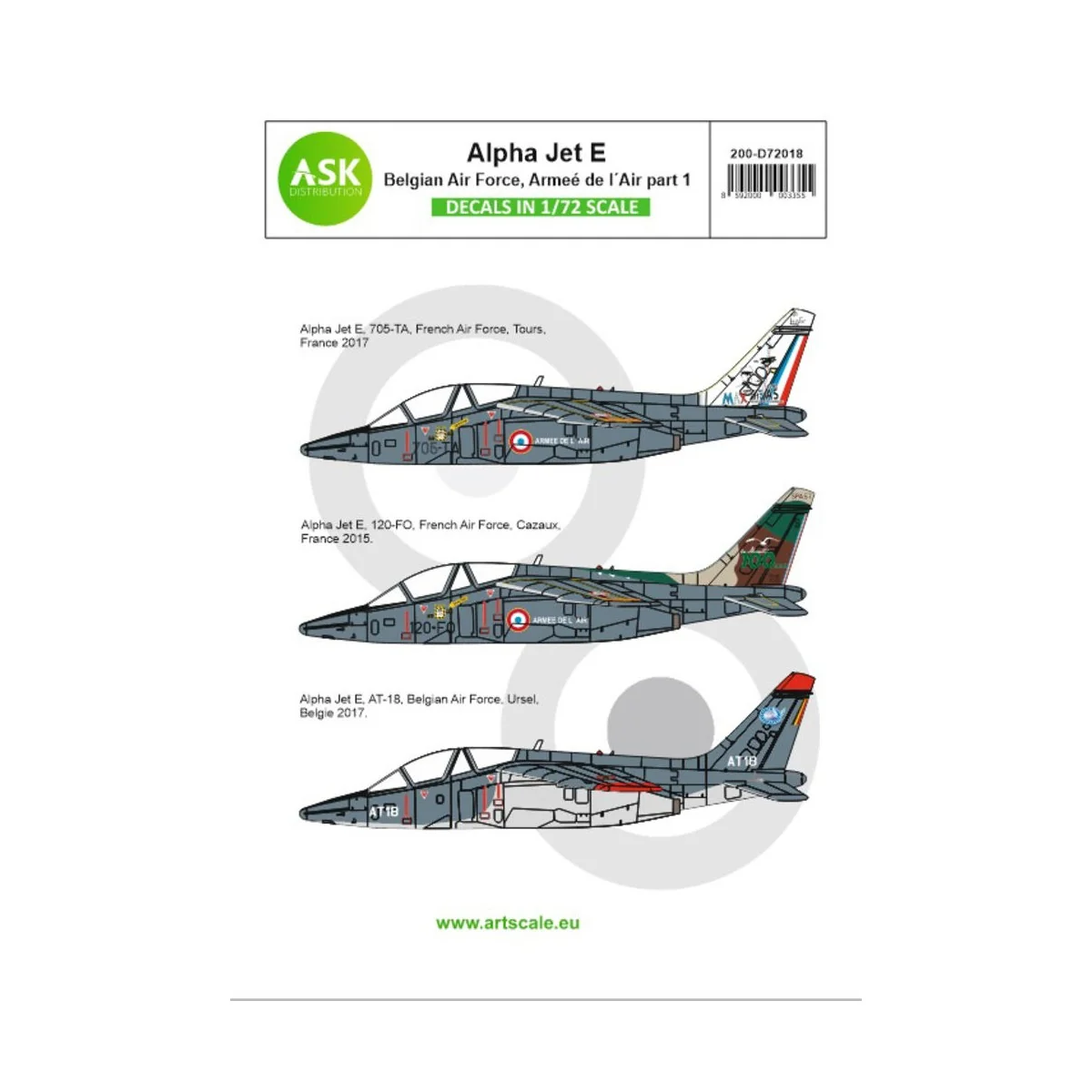 Alpha Jet E Belgian AF, Armeé de l´Air part 1, 1/72 - Art Scale Kit...
