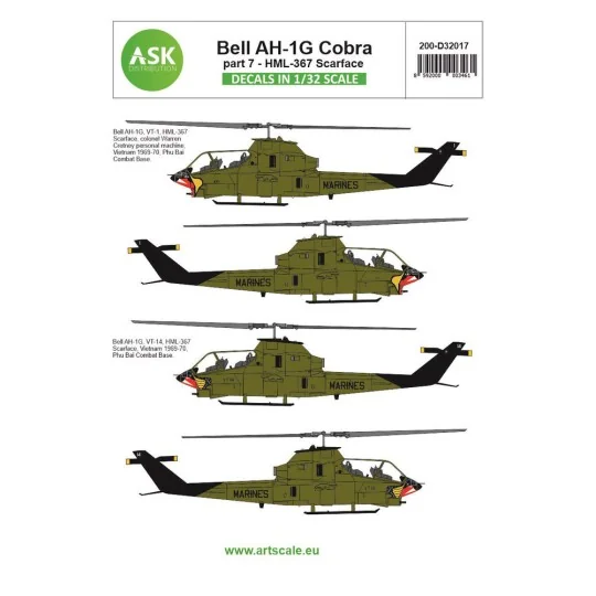 Bell AH-1G Cobra part 7 - HML367 Scarface - Art Scale Kit 200-D32017