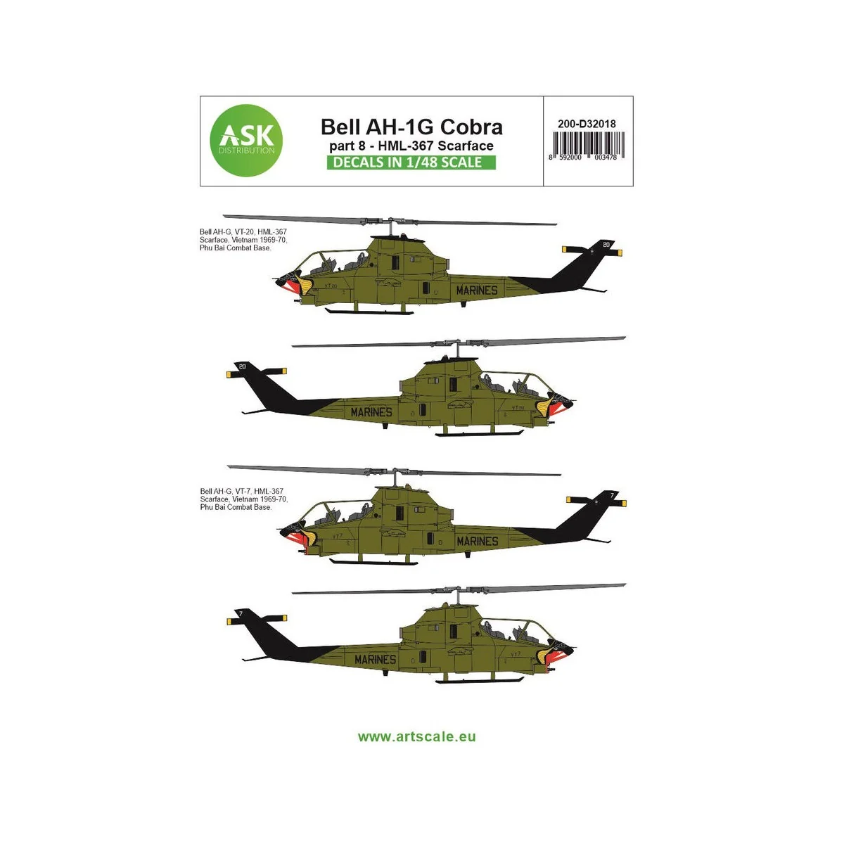 Bell AH-1G Cobra part 8 - HML367 Scarface - Art Scale Kit 200-D32018
