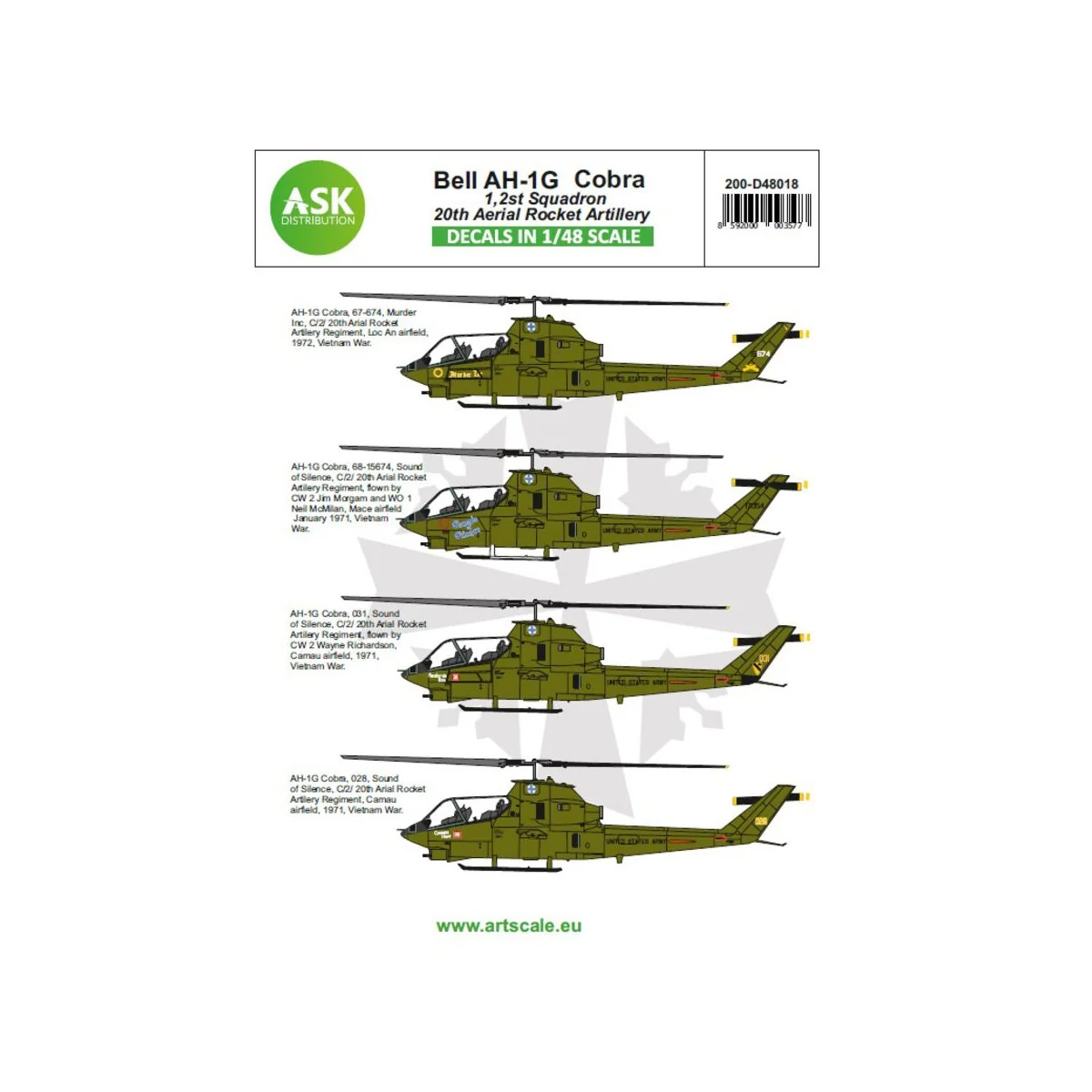 Bell AH-1G Cobra 20th Aerial Rocket artilery - part 1, 1/48 - Art S... Bell AH-1G Cobra 20th Aerial Rocket artilery - part 1, 1/48 - Art S...