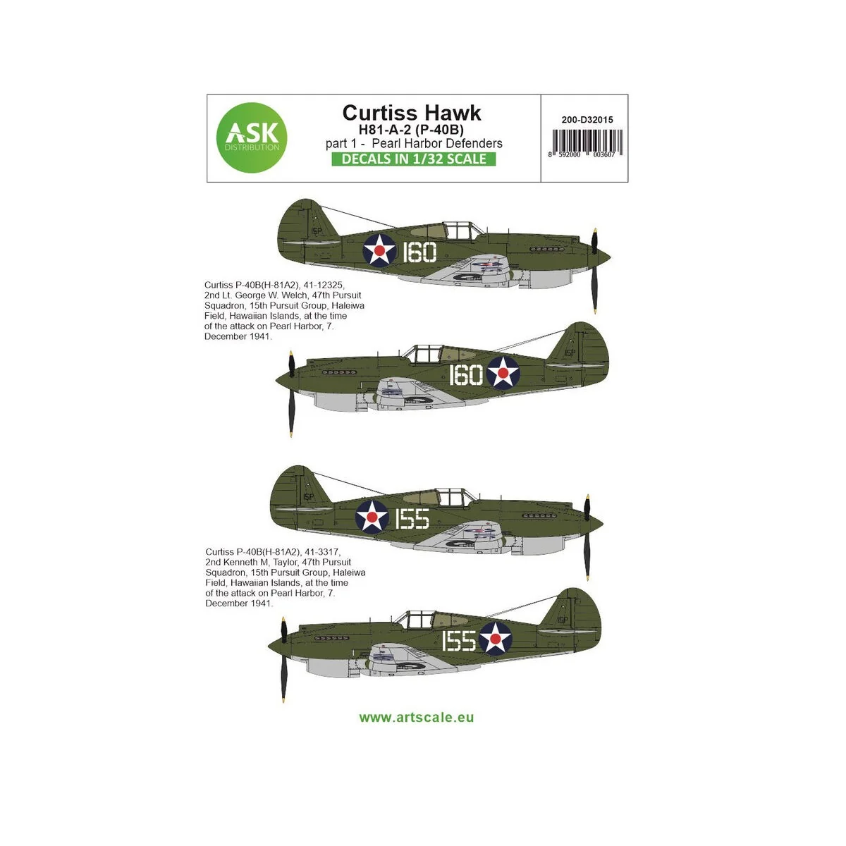 Curtiss H81-A-2 part 1 - Pearl Harbor Defenders - Art Scale Kit 200...