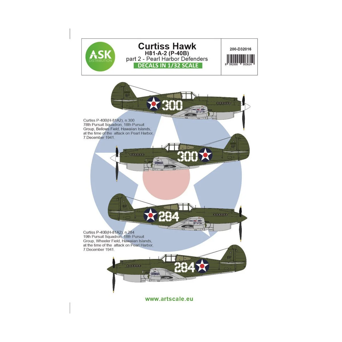 Curtiss H81-A-2 part 2 - Pearl Harbor Defenders - Art Scale Kit 200...
