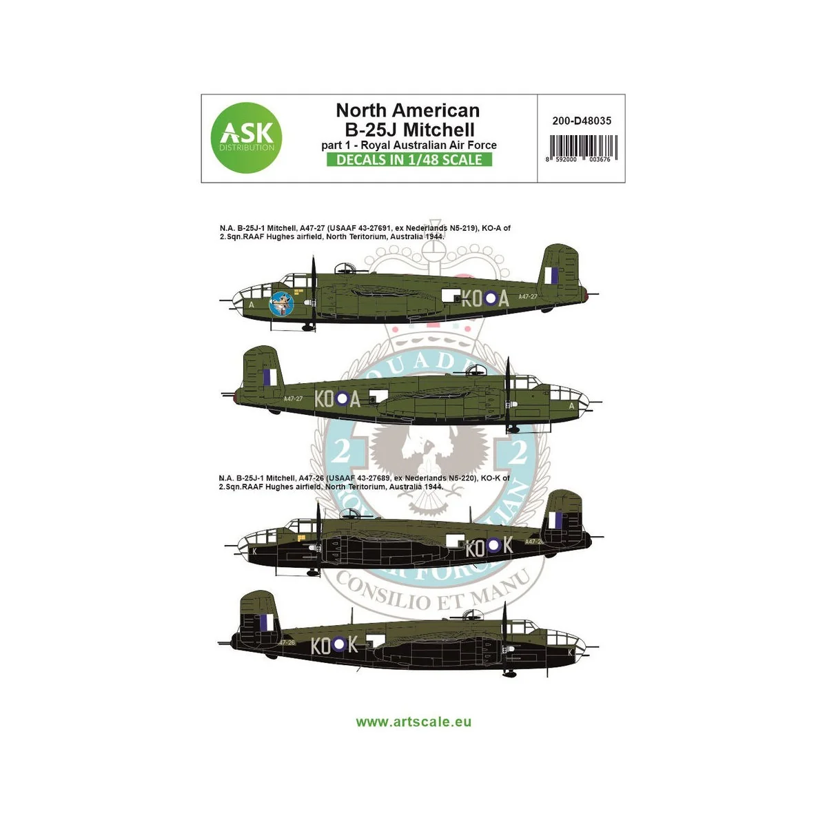 B-25J Mitchell part 1 - Royal Australian Air Force - Art Scale Kit ...