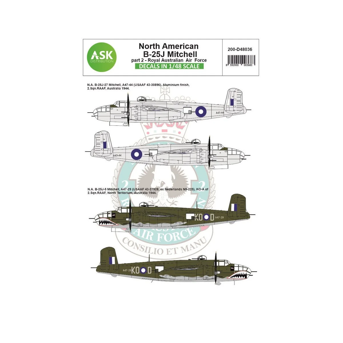 B-25J Mitchell part 2 - Royal Australian Air Force - Art Scale Kit ...