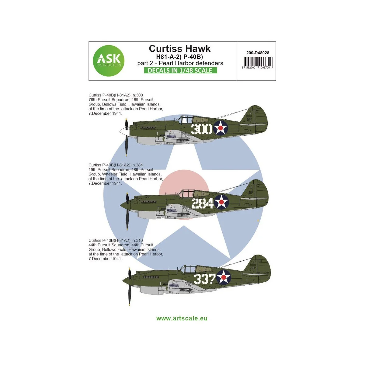 Curtiss Hawk 81-A-2 (P-40B) part 2 - Pearl Harbor defenders - Art S...