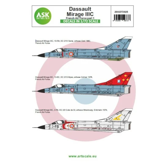 Mirage IIIC French Air Force part 1, 1/72 - Art Scale Kit 200-D72025 Mirage IIIC French Air Force part 1, 1/72 - Art Scale Kit 200-D72025