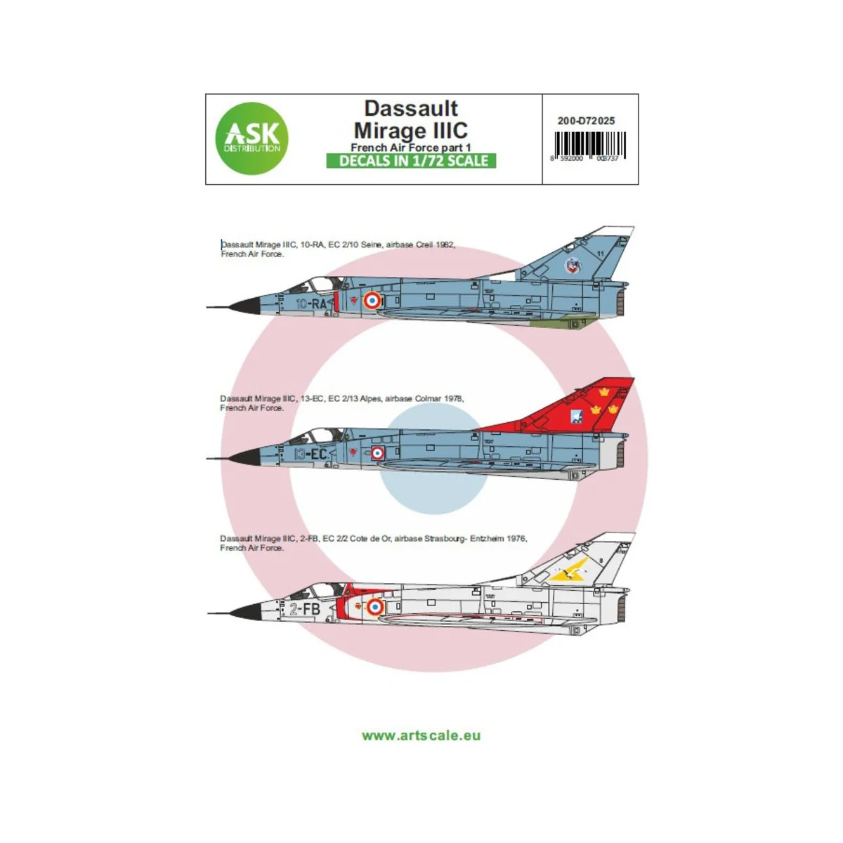 Mirage IIIC French Air Force part 1, 1/72 - Art Scale Kit 200-D72025 Mirage IIIC French Air Force part 1, 1/72 - Art Scale Kit 200-D72025