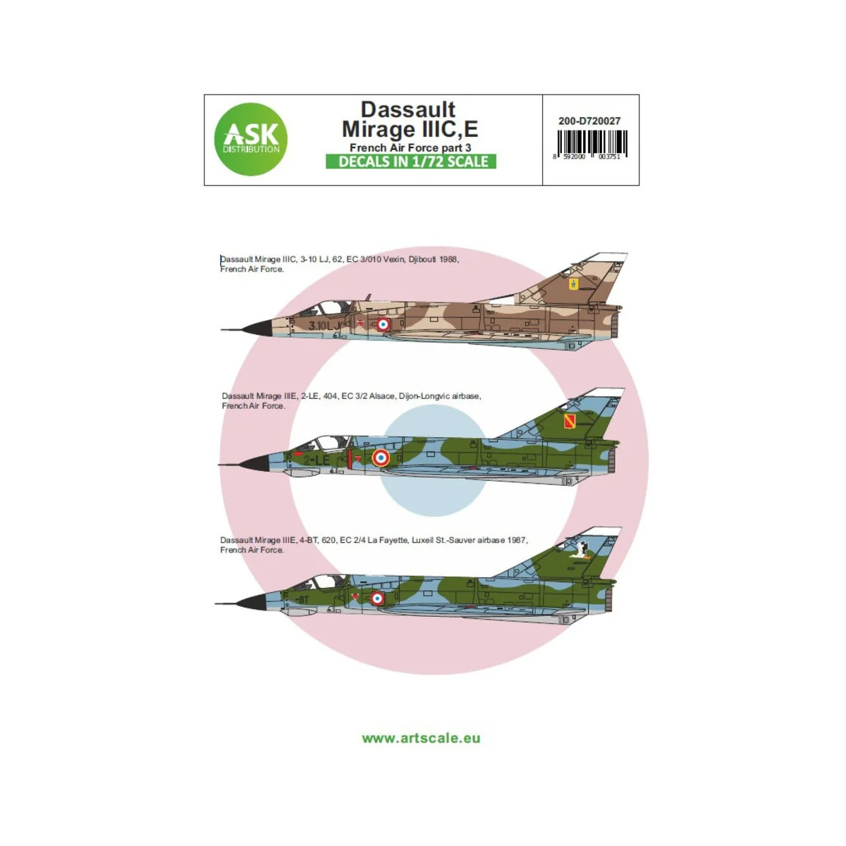 Mirage IIIC/E French Air Force part 3, 1/72 - Art Scale Kit 200-D72027