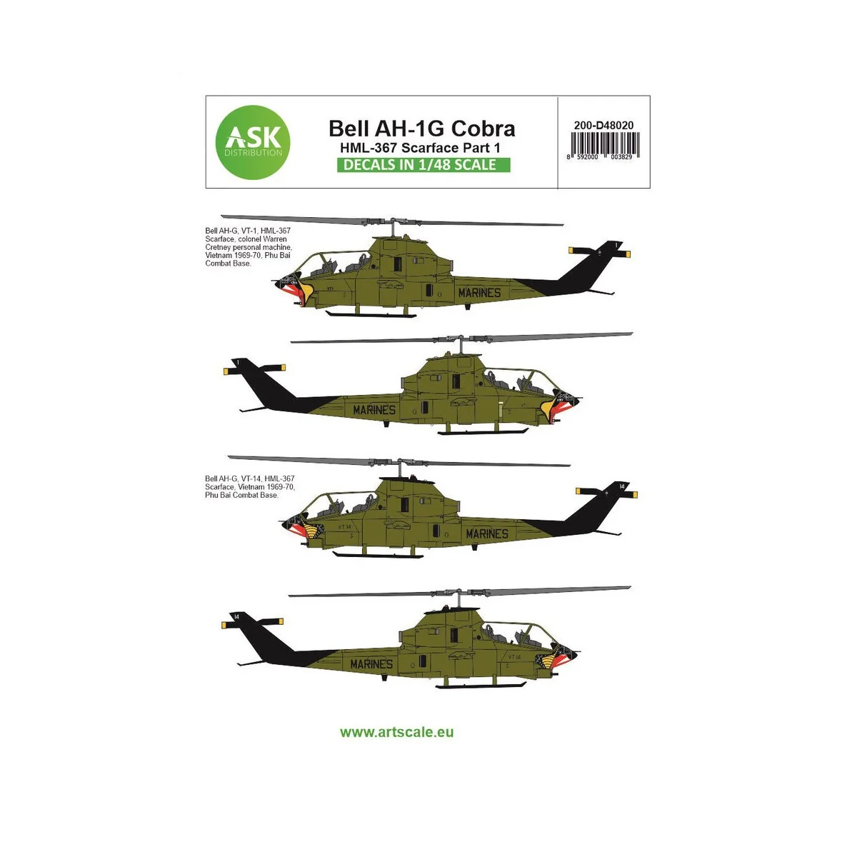 Bell AH-1G Cobra part 7 - HML367 Scarface - Art Scale Kit 200-D48020