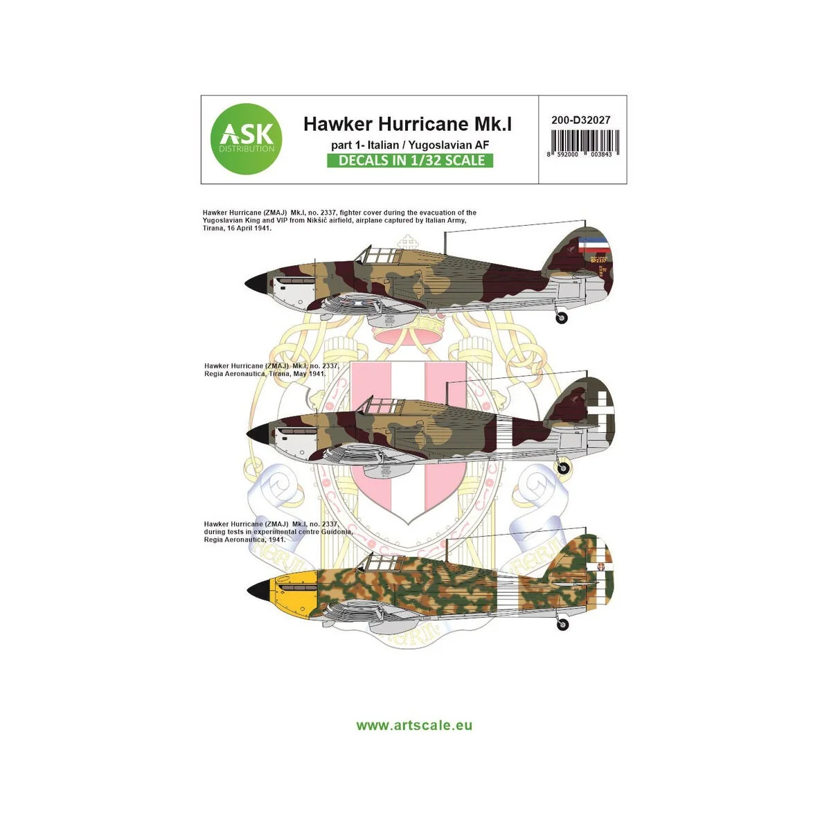 Hawker Hurricane Mk.I part 1 - Italian AF and Jugoslavia AF, 1/32 -... Hawker Hurricane Mk.I part 1 - Italian AF and Jugoslavia AF, 1/32 -...