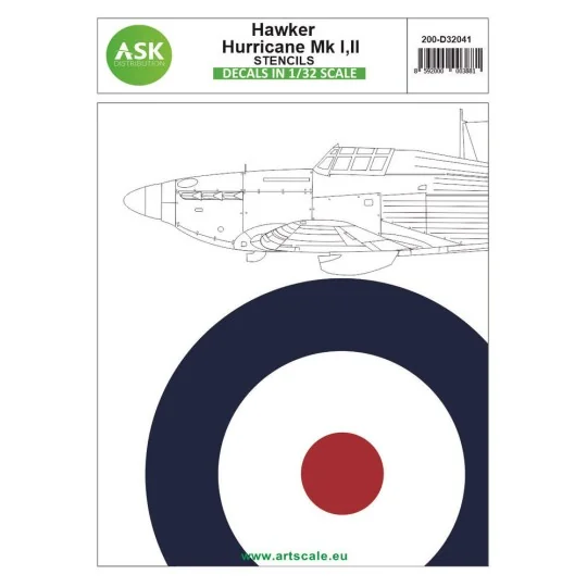 Hawker Hurricane Mk.I, Mk.II - stencils, 1/32 - Art Scale Kit 200-D... Hawker Hurricane Mk.I, Mk.II - stencils, 1/32 - Art Scale Kit 200-D...