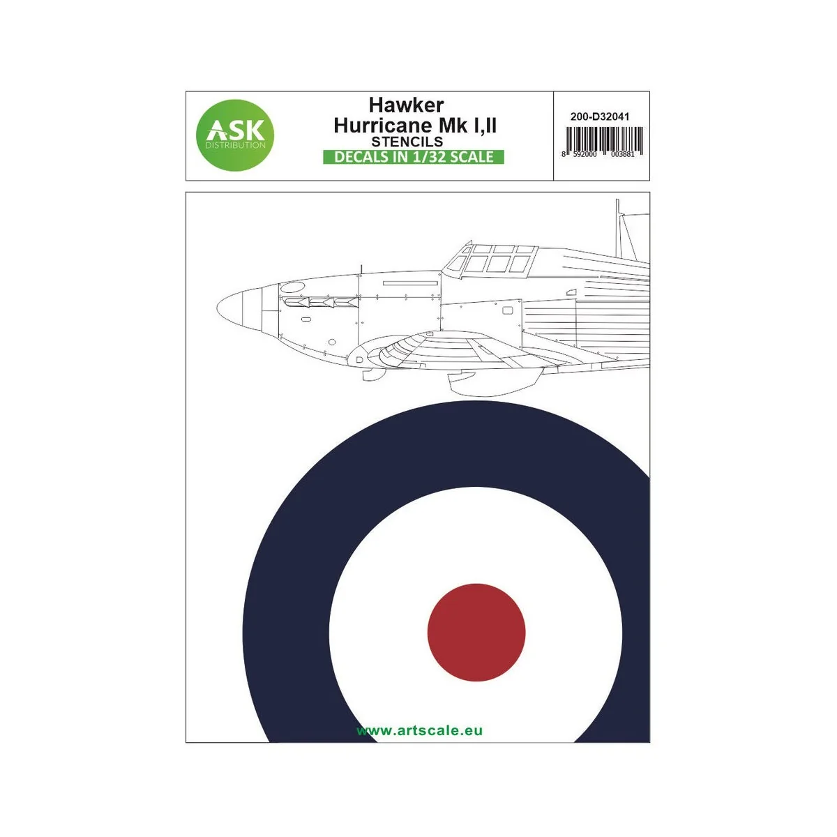 Hawker Hurricane Mk.I, Mk.II - stencils, 1/32 - Art Scale Kit 200-D... Hawker Hurricane Mk.I, Mk.II - stencils, 1/32 - Art Scale Kit 200-D...