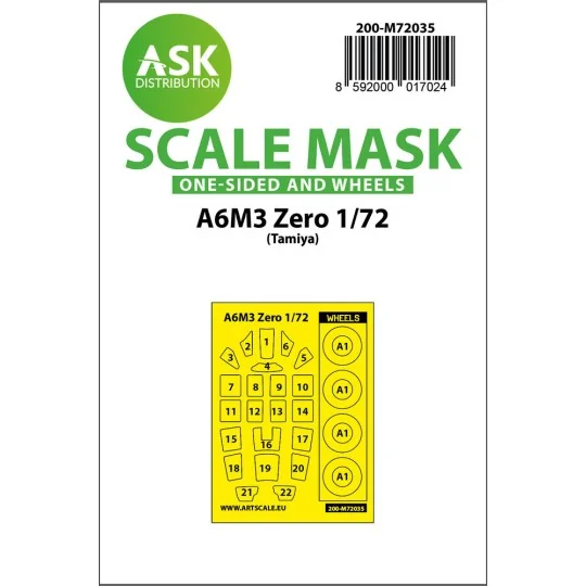 A6M3 Zero one-sided painting mask for Tamiya - Art Scale Kit 200-M7...