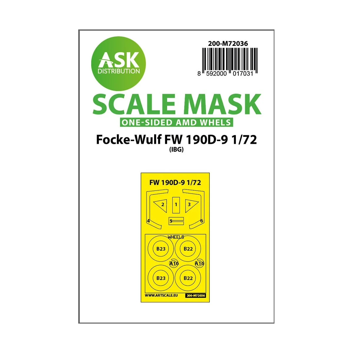 Focke-Wulf Fw 190D-9 one-sided painting mask for IBG - Art Scale Ki...