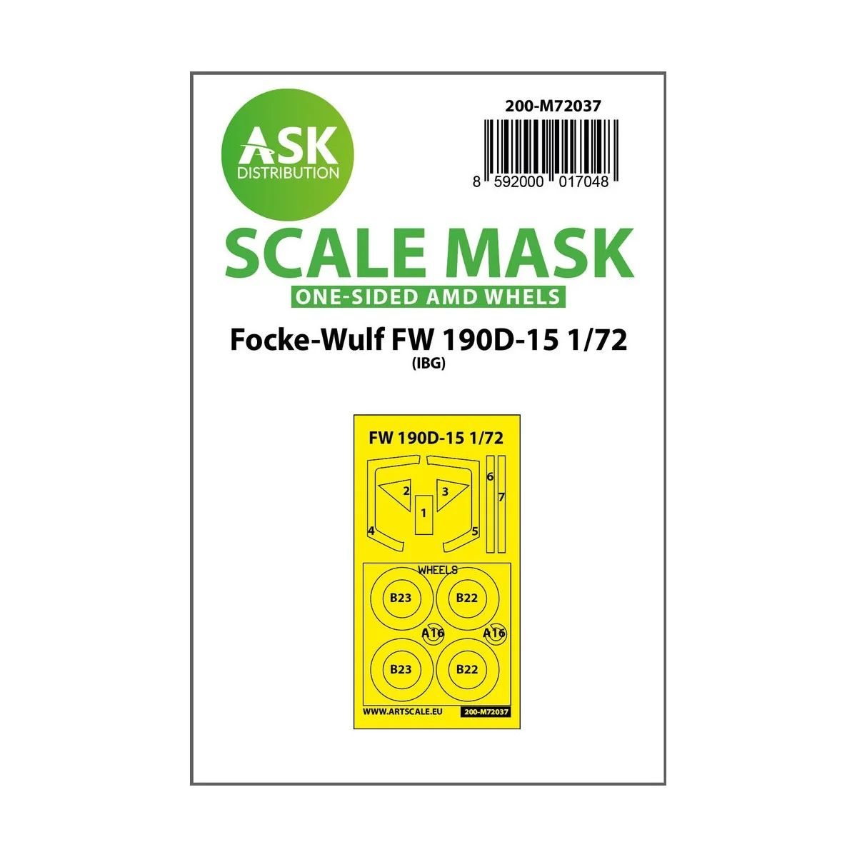 Focke-Wulf Fw 190D-15 one-sided painting mask for IBG, 1/72 - Art S...