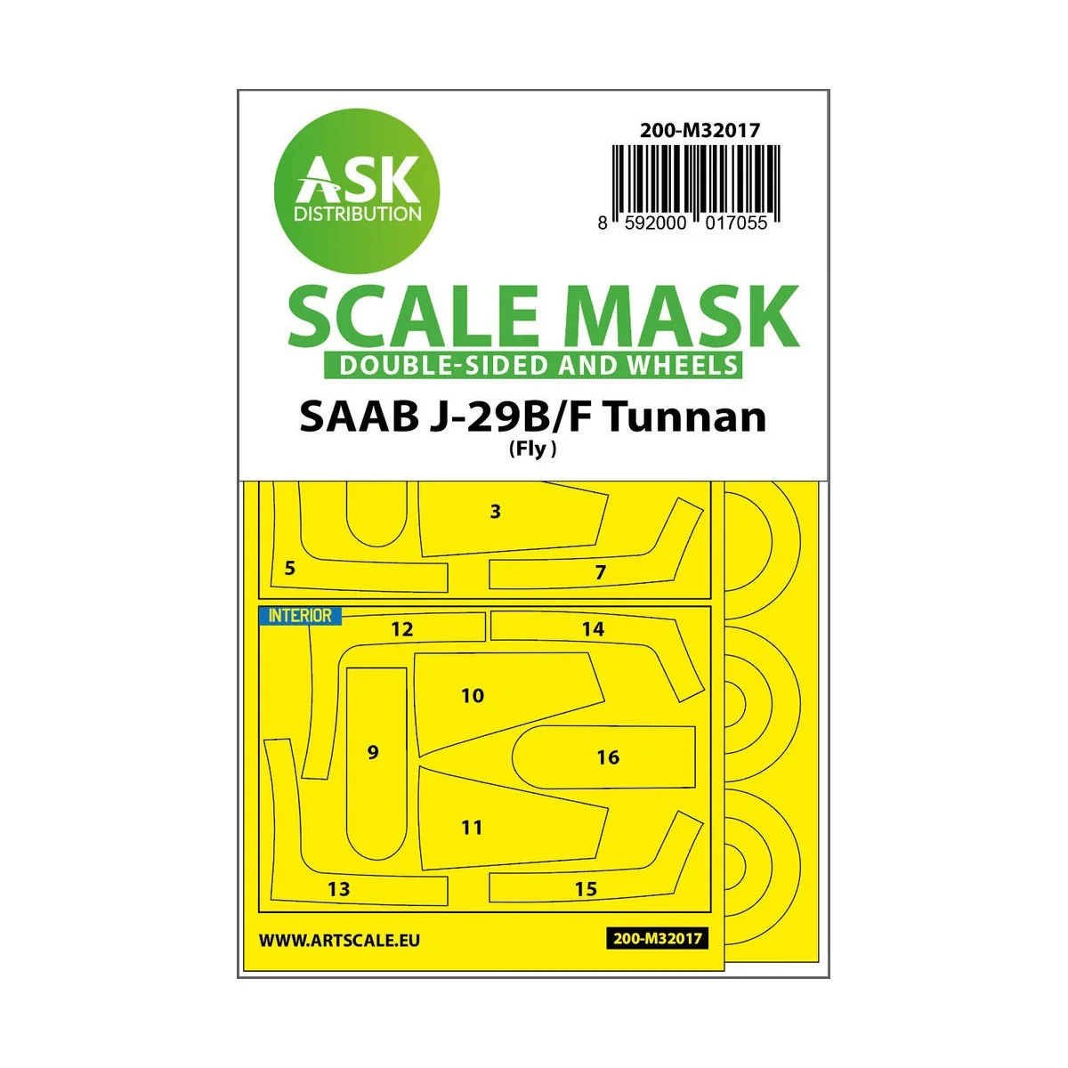 SAAB J-29B/F double-sided express masks for Fly - Art Scale Kit 200...