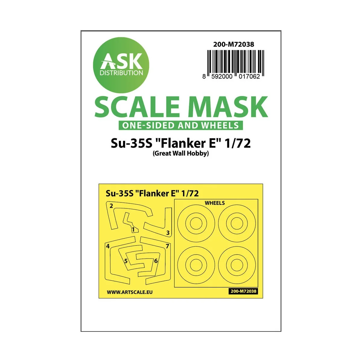 Su-35S Flanker E one-sided painting mask for Great Wall Hobby, 1/72...