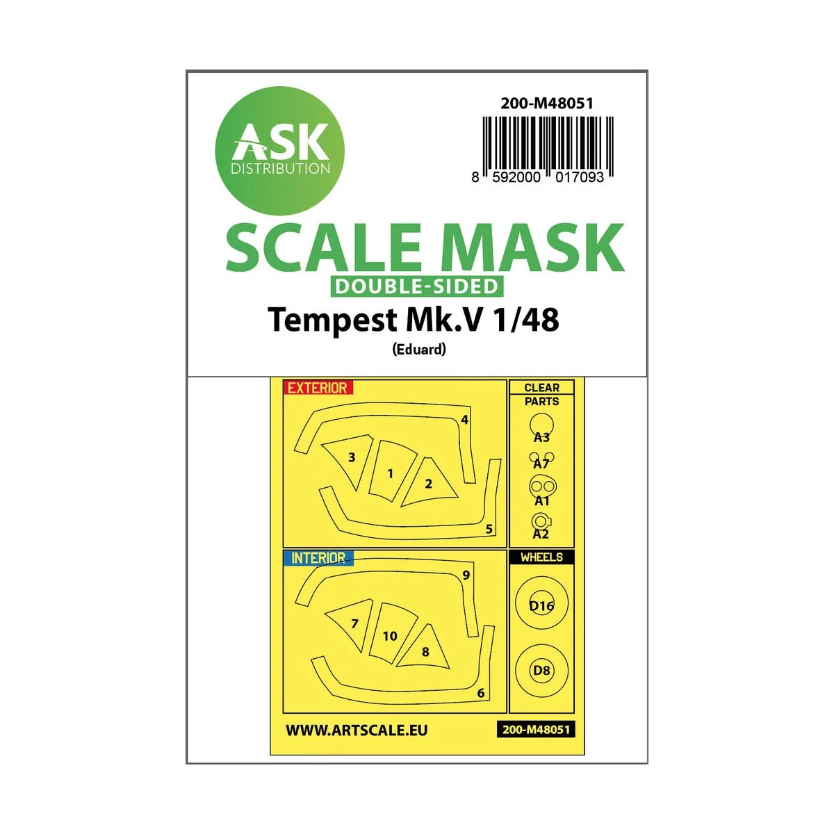 Tempest Mk.V double-sided express mask for Eduard - Art Scale Kit 2...