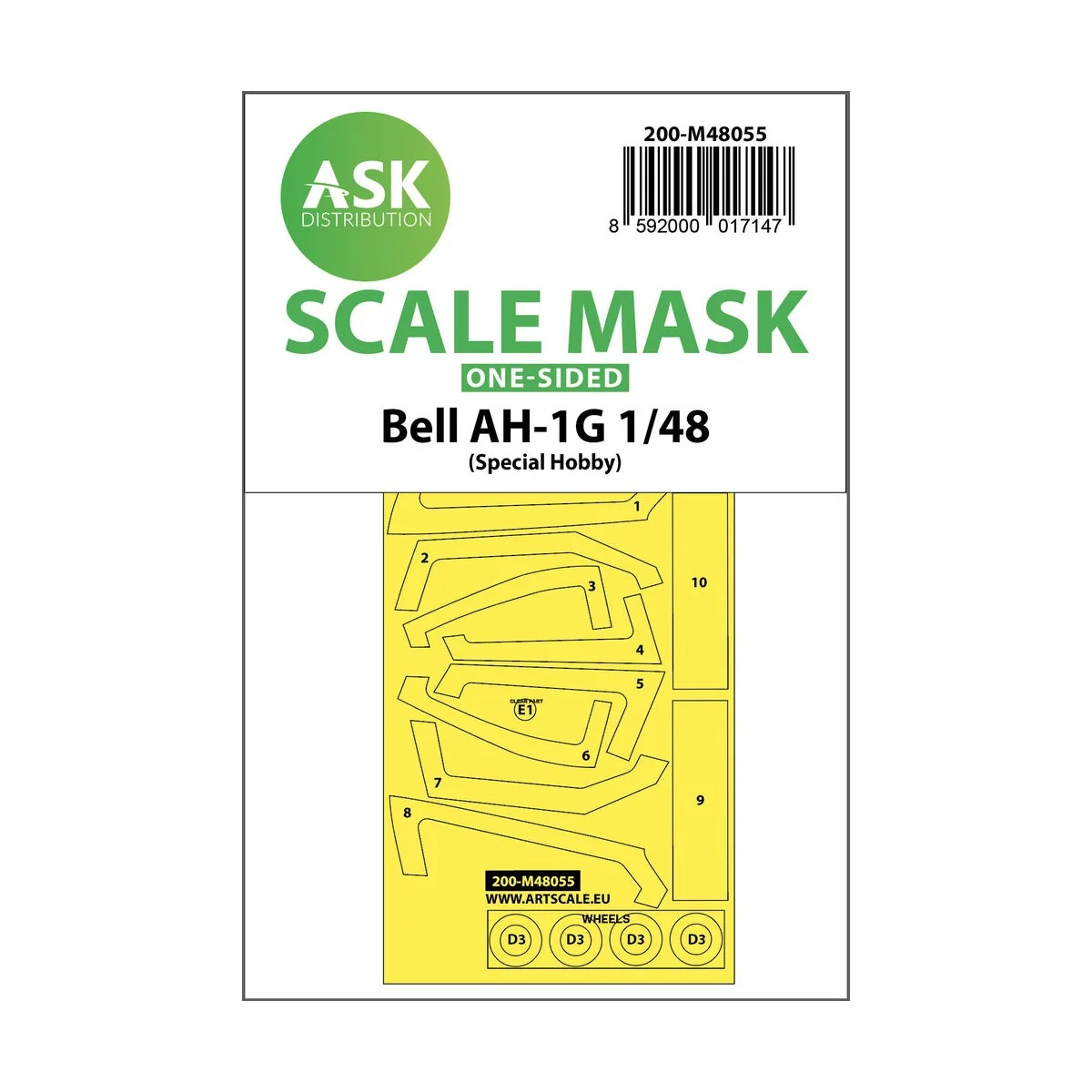 Bell AH-1G one-sided express mask for Special Hobby - Art Scale Kit...