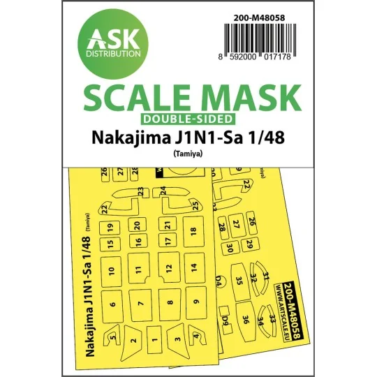 Nakajima J1N1-Sa double-sided express mask for Tamiya, 1/48 - Art S...