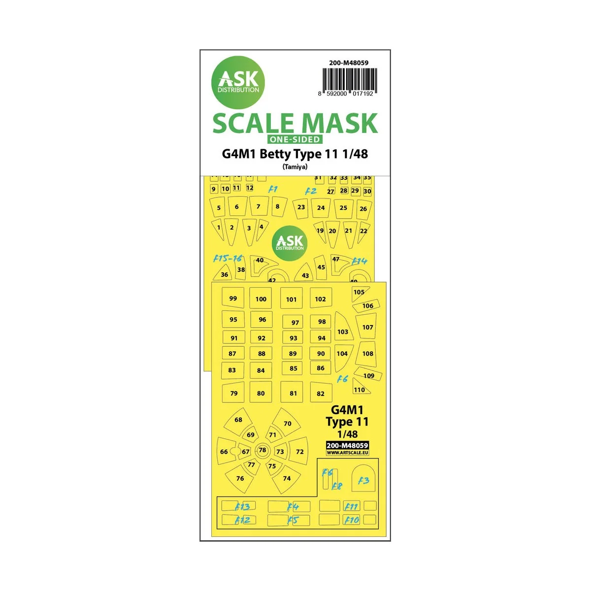 G4M1 Betty Type 11 one-sided express mask for Tamiya - Art Scale Ki...