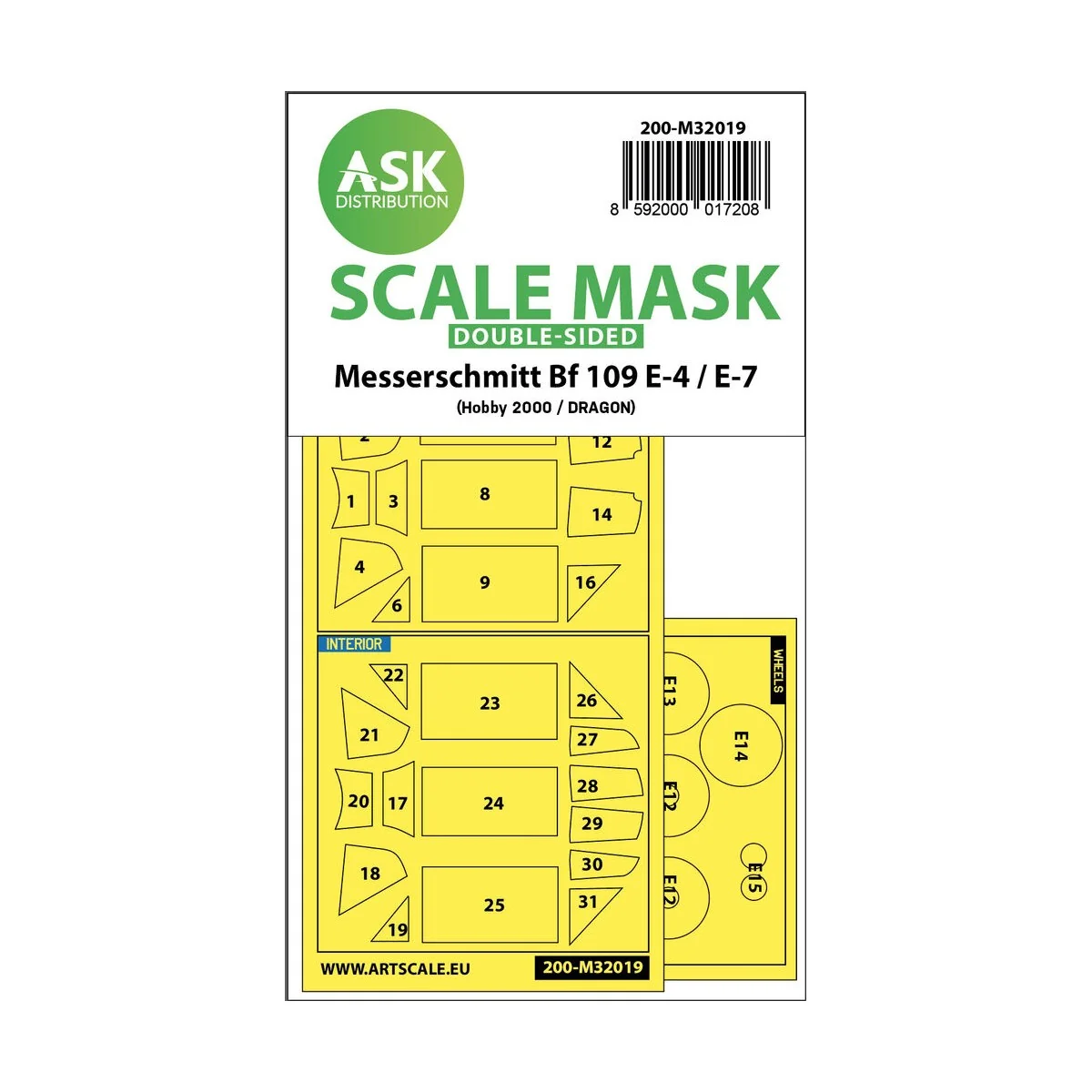 Messerschmitt Bf 109E-4 & E-7 double-sided express masks for Hobby2...