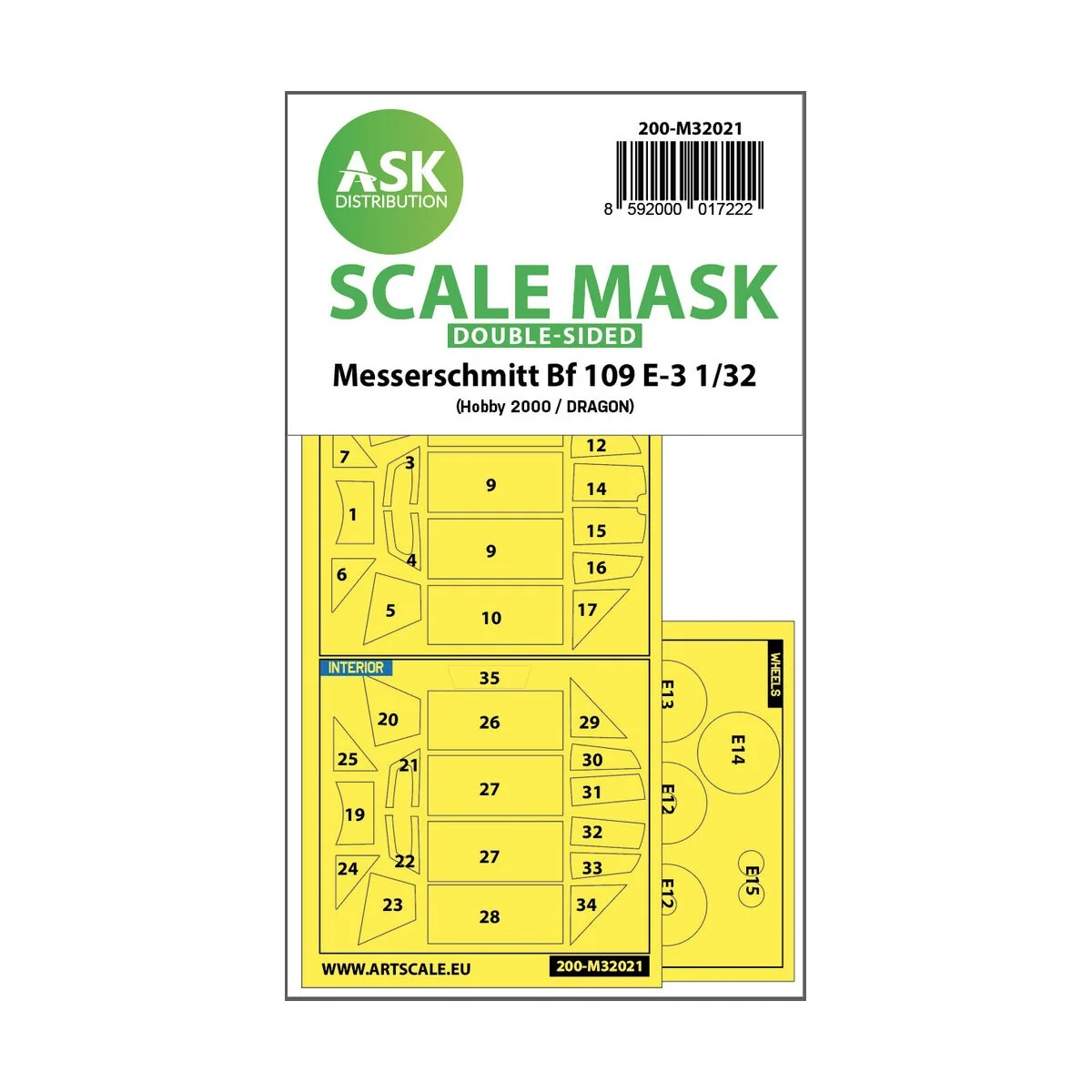 Messerschmitt Bf 109E-3 double-sided express masks for Hobby2000 / ...