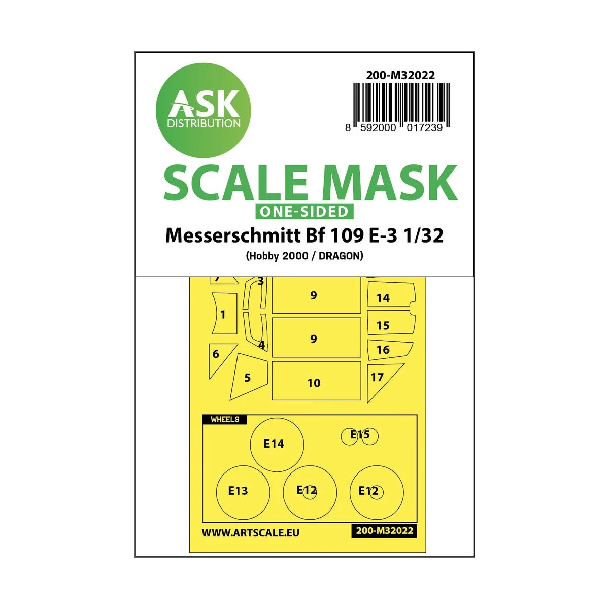 Messerschmitt Bf 109E-3 one-sided express masks, 1/32 - Art Scale K...