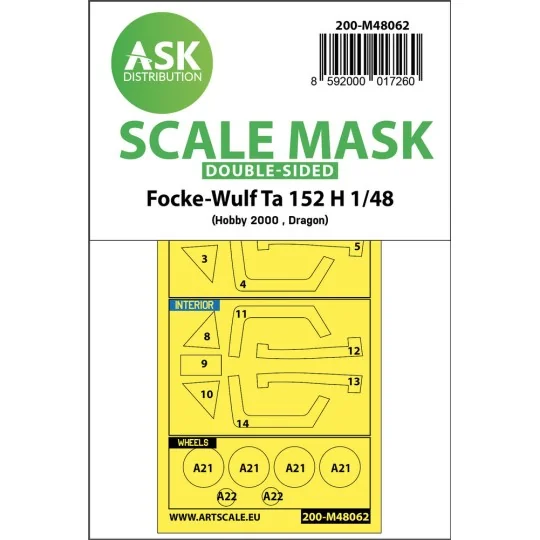 Focke-Wulf Ta 152 H double-sided express mask for Hobby2000 / Drago...